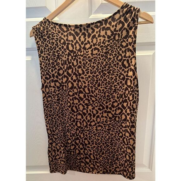 Jones New York Women Top Blouse Sleeveless Leopard Print Size L Tank Shell Cami - Picture 4 of 5